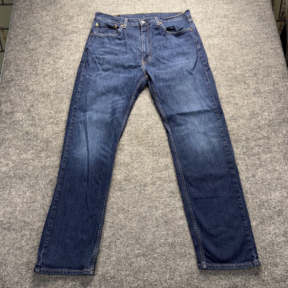 Levis 505 Jeans Men 36x32 Blue Straight Leg Medium Wash Denim Stretch